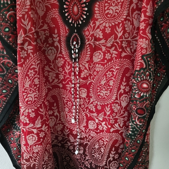 Indian Art to wear Poncho Dress Kaftan One Size Colorful Flowy Lightweight Summe - Picture 6 of 13